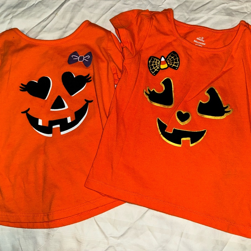 Girls 2T pumpkin jack-o-lantern shirts